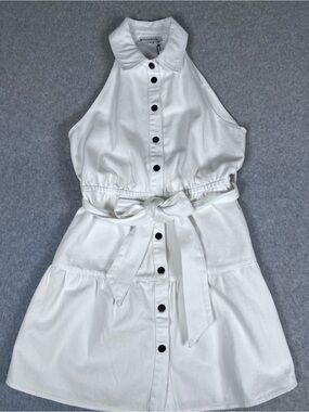 Olivaceous‎ NEW White Denim Tiered Collared Button-Front Dress Size Medium